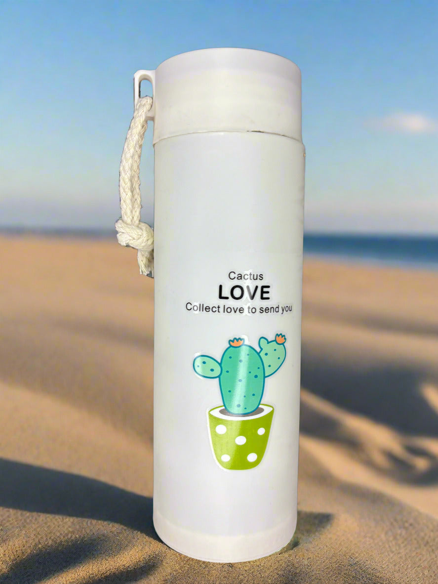 Cactus Printed Glass Water Bottle - 450 Ml - Random Color - Project M Shop
