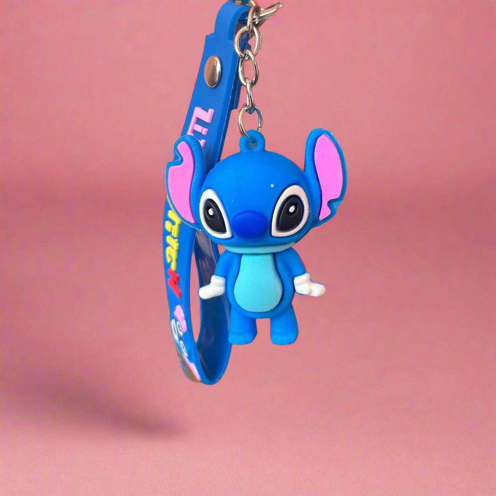 Stitch PVC Rubber Keychain with Strap Design - Project M Shop