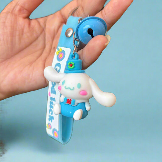 Cinnamoroll Keychain With Strap & Bell - PVC Rubber Accessory - Project M Shop