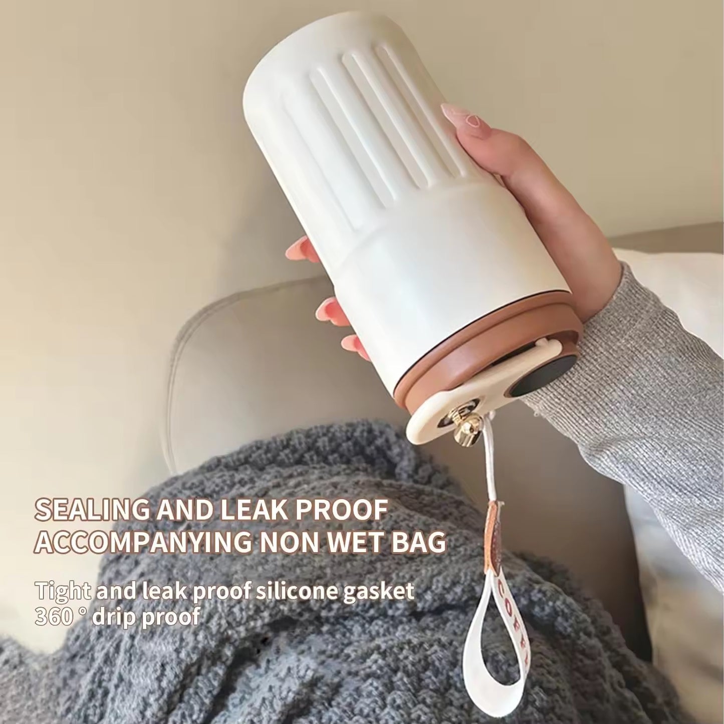 LED Smart Temperature display thermo Tumbler Stainless Steel Travel Coffee Mug With Strap - 450Ml - Random Color - Project M Shop