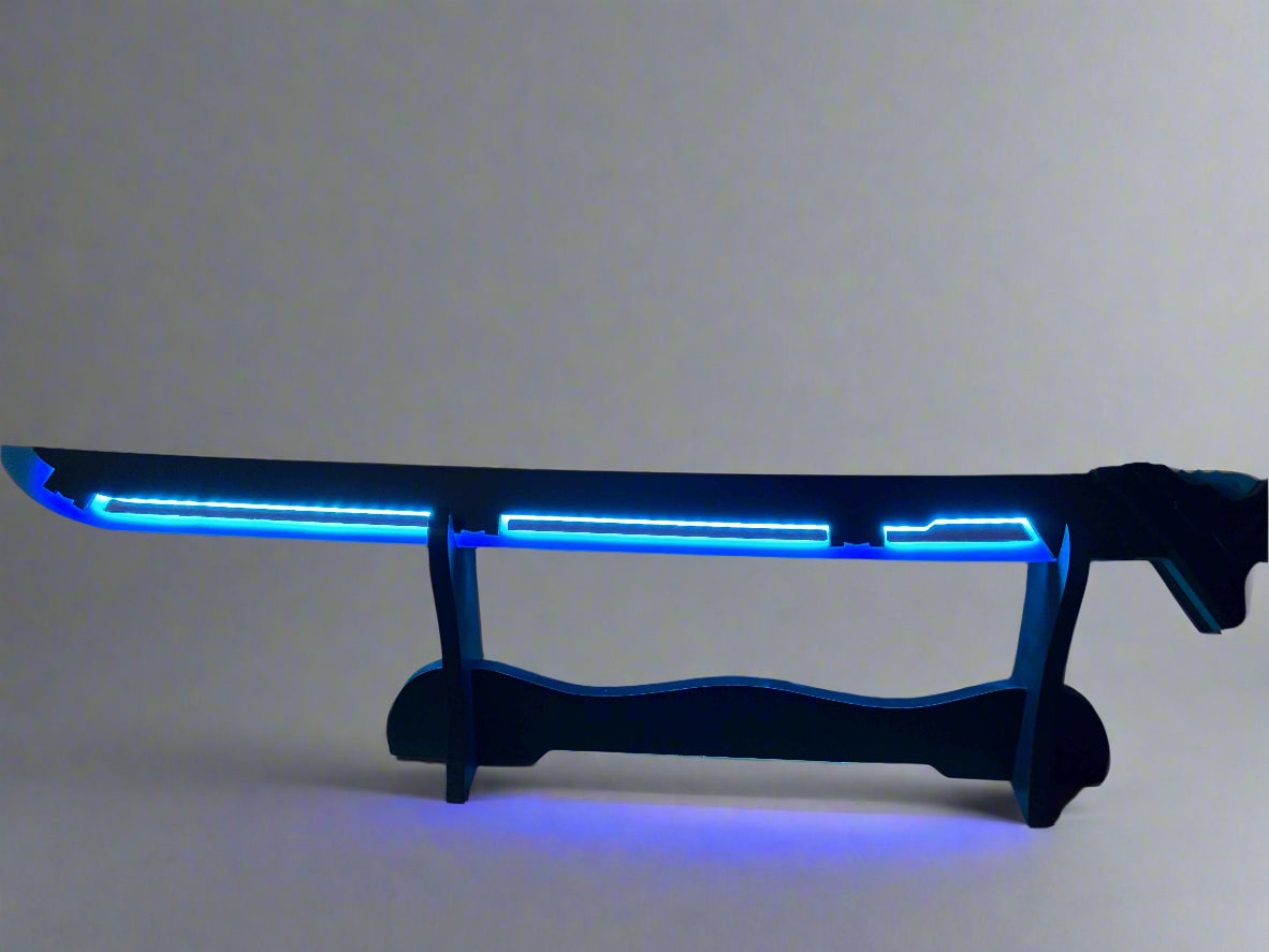 Led Light Glowing Chinese Style Katana Wooden Sword - Blue Color - Project M Shop
