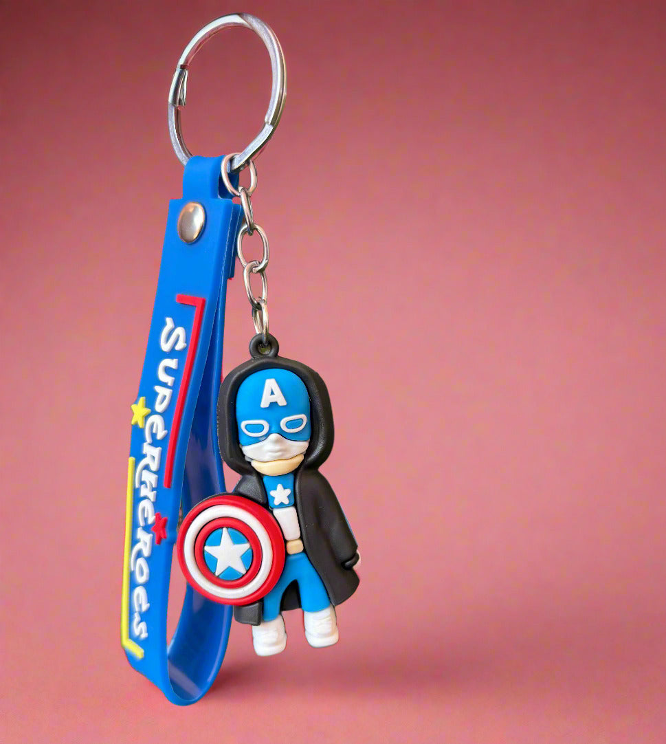 Captain America Keychain - PVC Rubber Keychain with Strap - Project M Shop