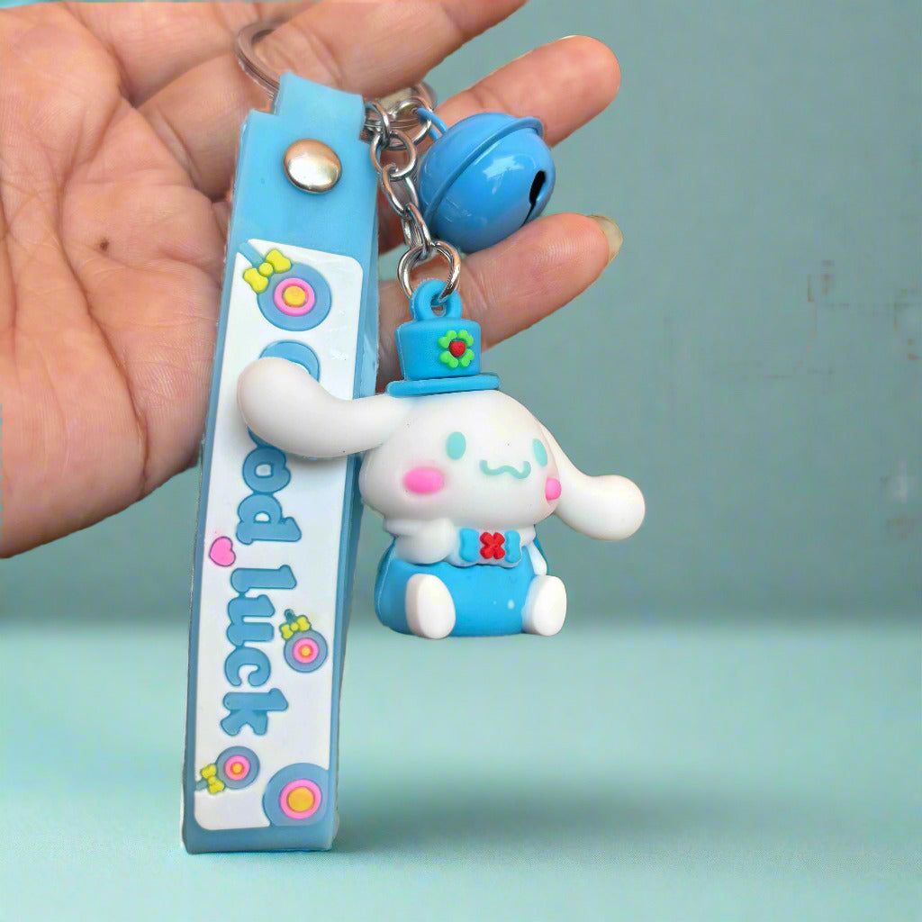 Cinnamoroll Keychain With Strap & Bell - PVC Rubber Accessory - Project M Shop