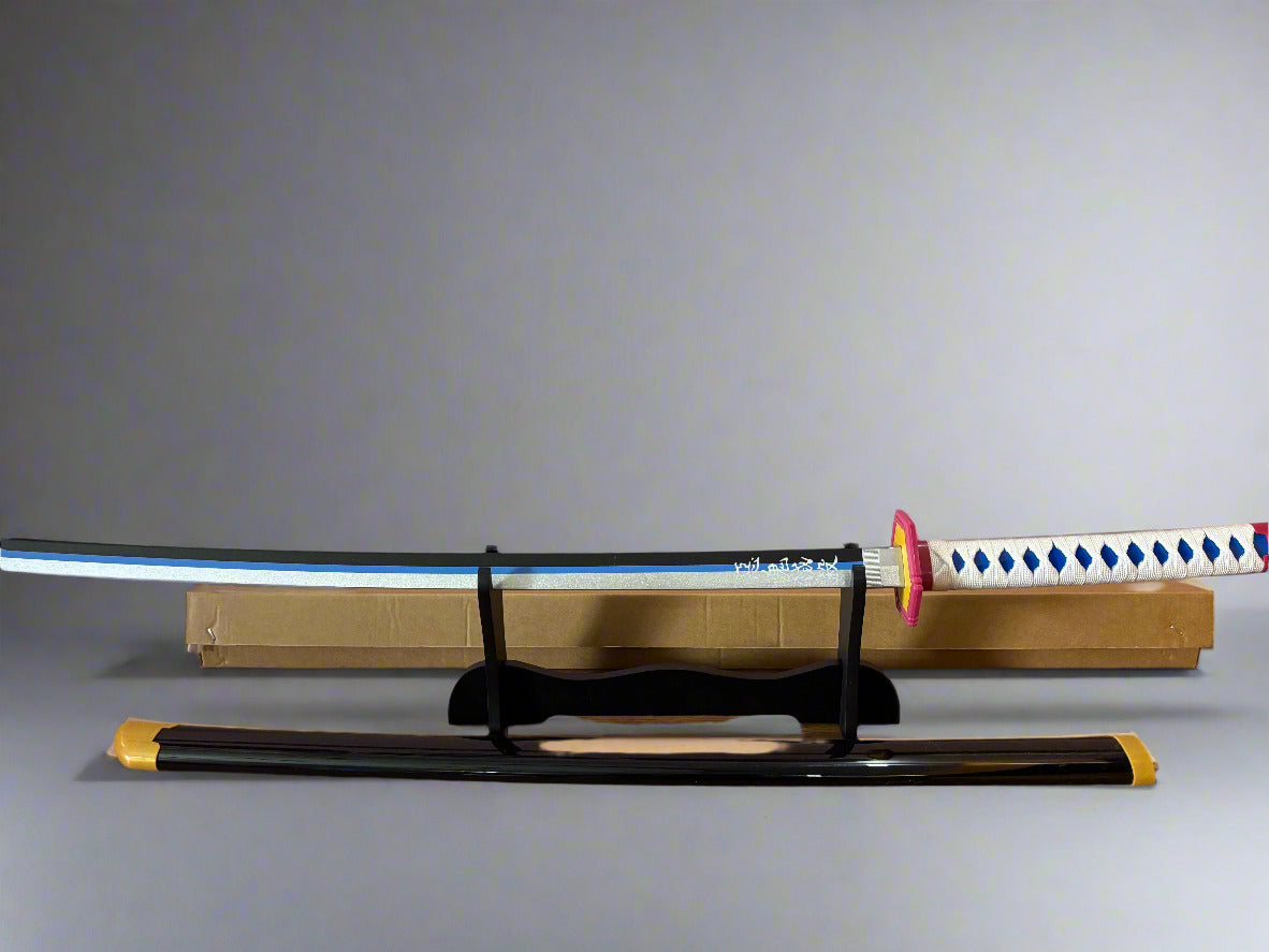 Giyuu Blue Wooden Sword - Anime Wooden Katana from Demon Slayer for Collectors - Project M Shop