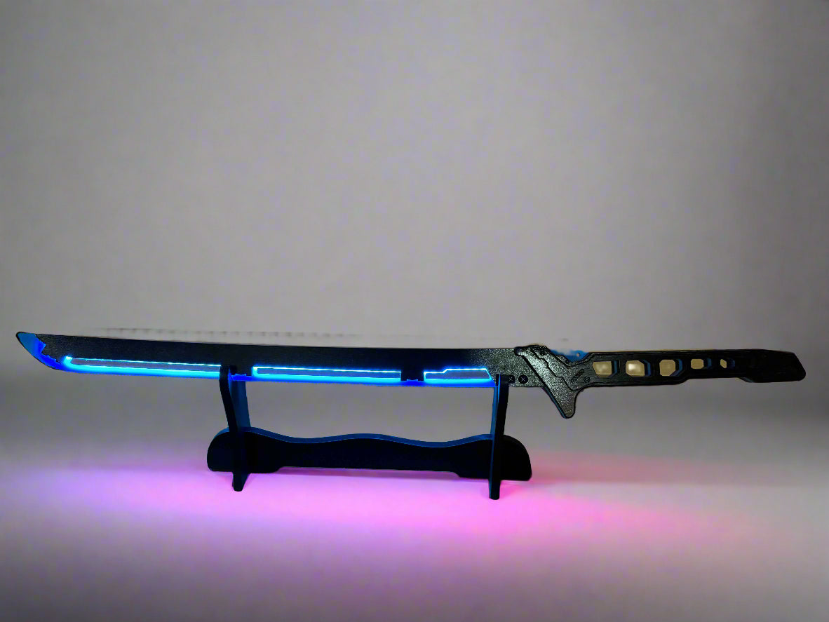 Led Light Glowing Chinese Style Katana Wooden Sword - Blue Color - Project M Shop