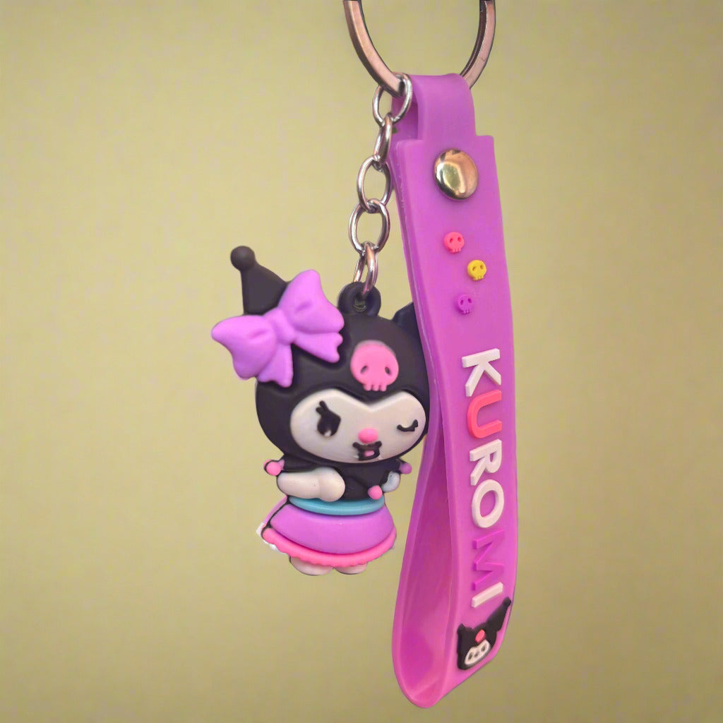 Kuromi Keychain with Hair Barrette PVC Rubber Strap - Project M Shop