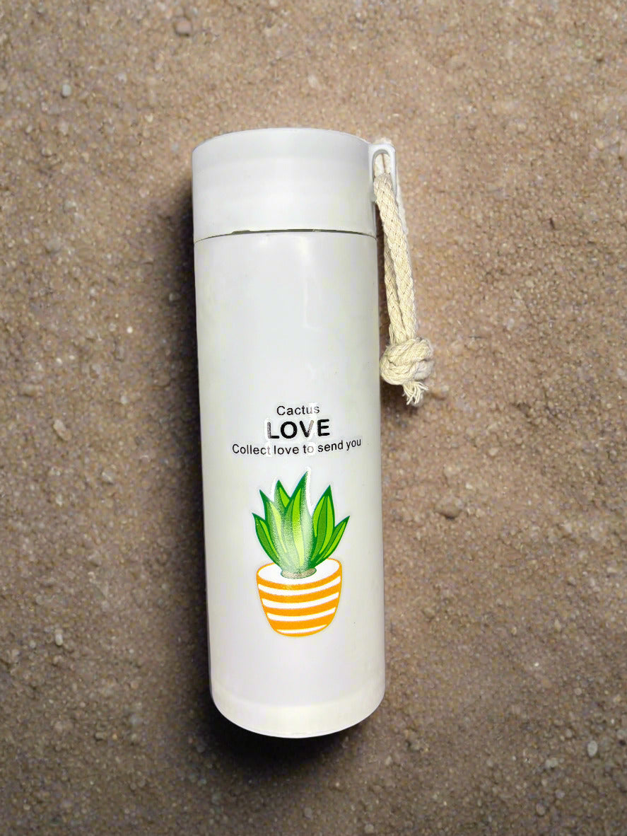 Cactus Printed Glass Water Bottle - 450 Ml - Random Color - Project M Shop