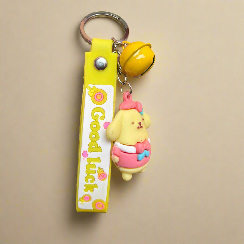 Pompompurin Keychain With Bell and Strap - PVC Rubber Accessory - Project M Shop