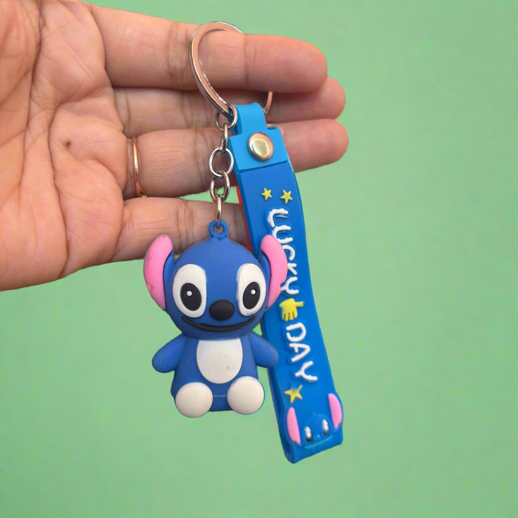 Cute Stitch Keychain - PVC Rubber Keychain with Strap - Project M Shop