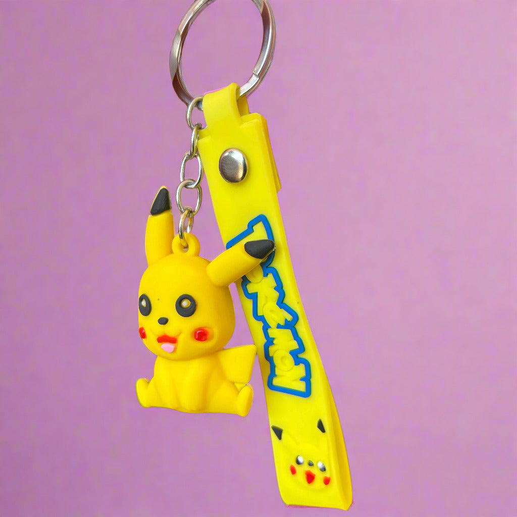 Jumping Pikachu Keychain PVC Rubber with Strap - Project M Shop