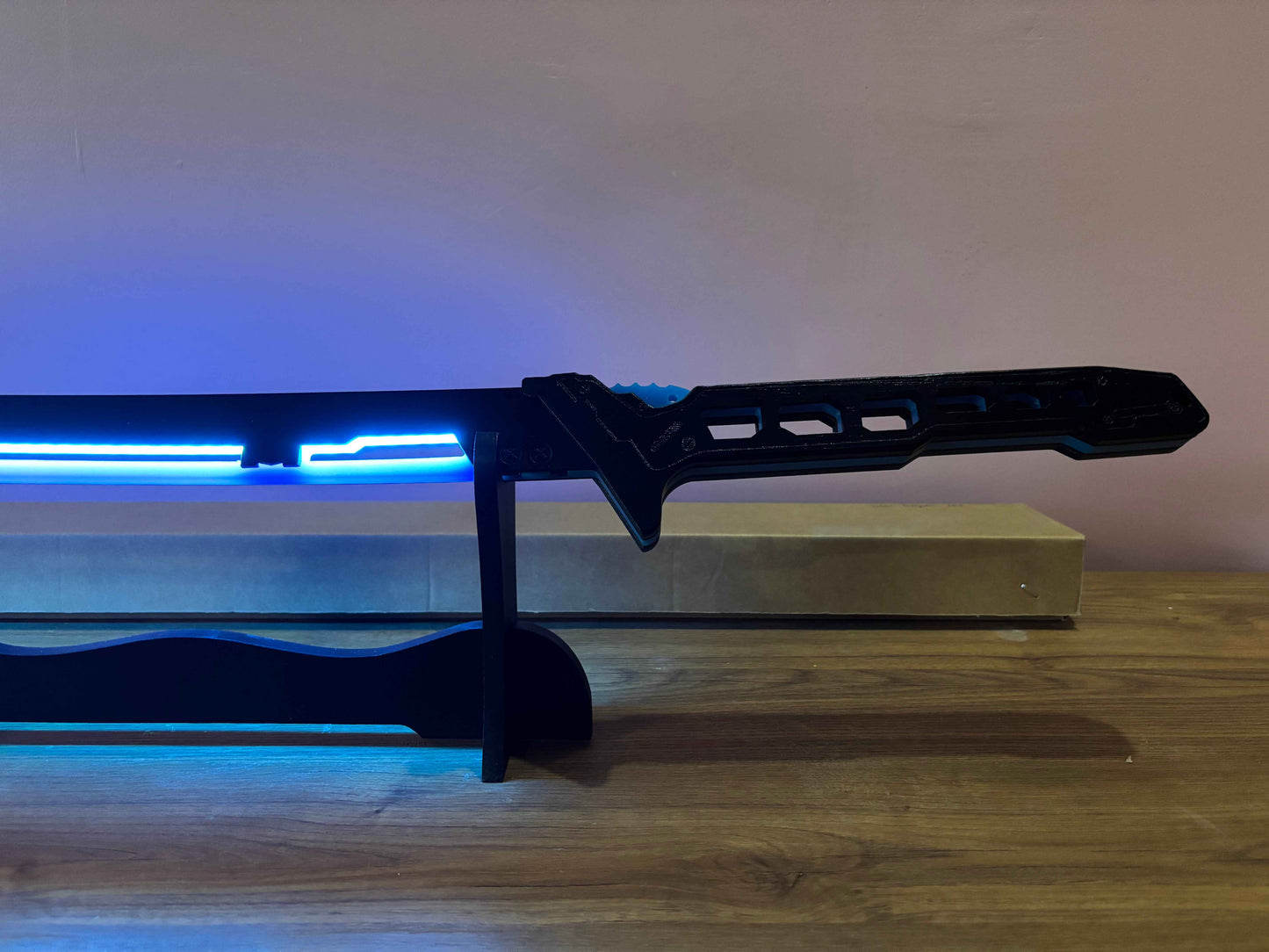 Led Light Glowing Chinese Style Katana Wooden Sword - Blue Color - Project M Shop