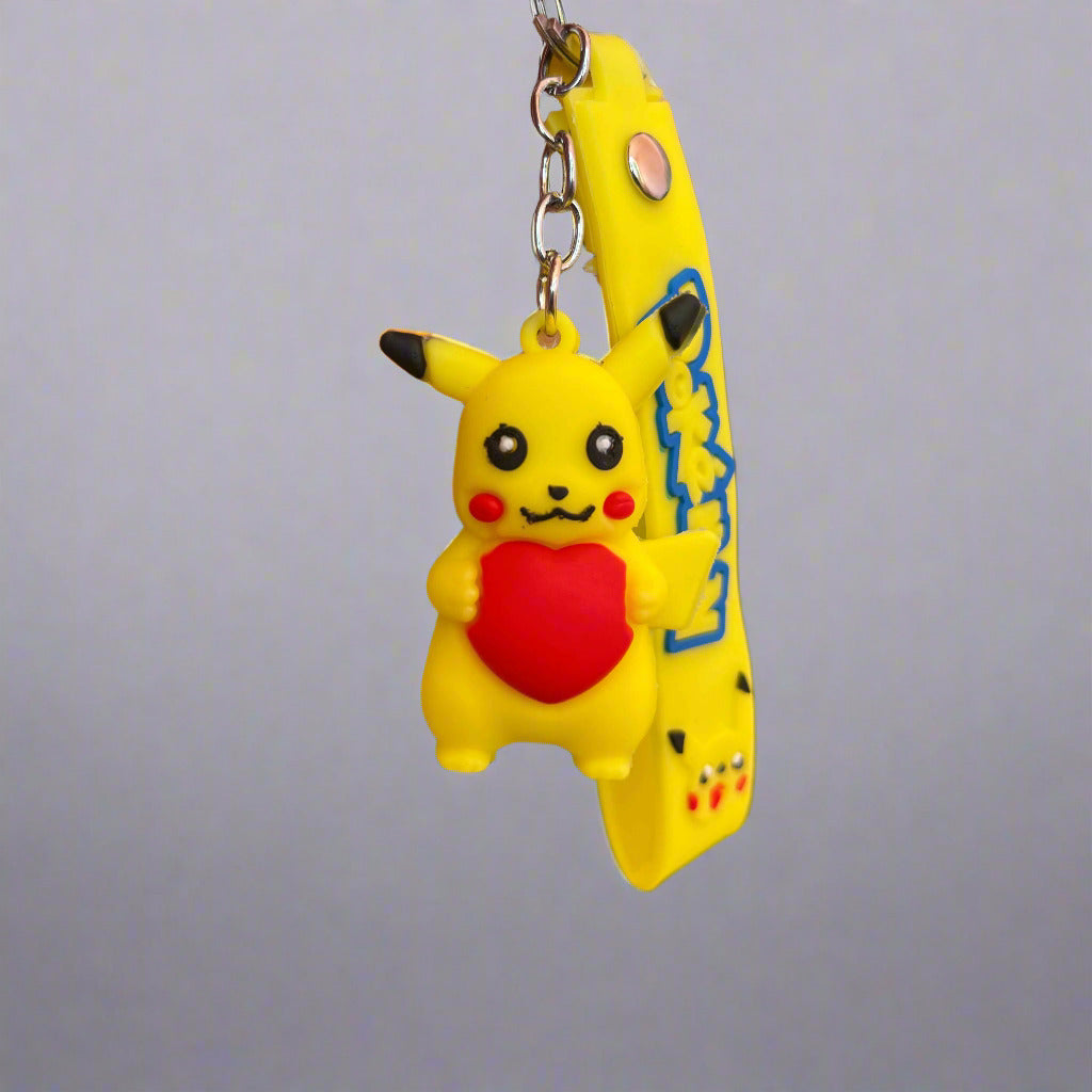 Pikachu Heart Keychain - PVC Rubber Keychain with Strap - Project M Shop