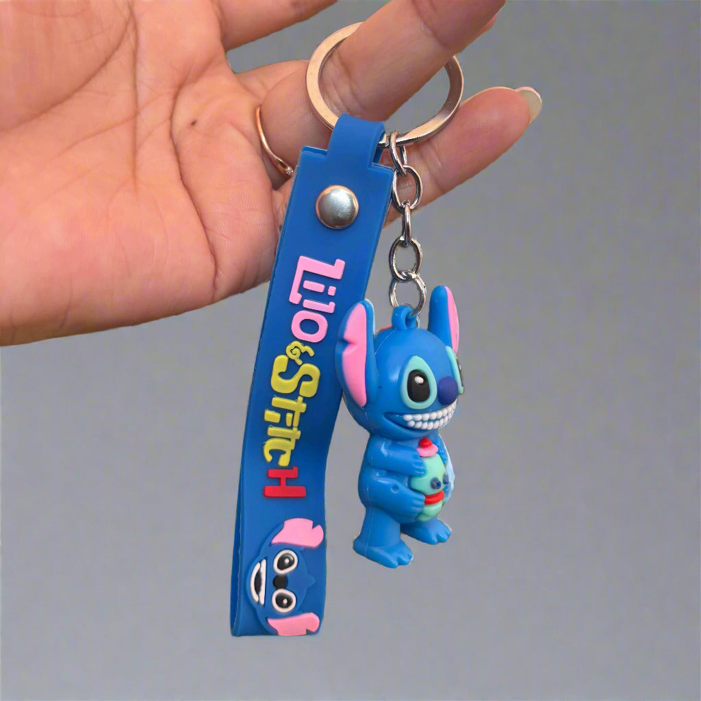 Smiling Stitch Keychain with PVC Rubber Strap - Project M Shop