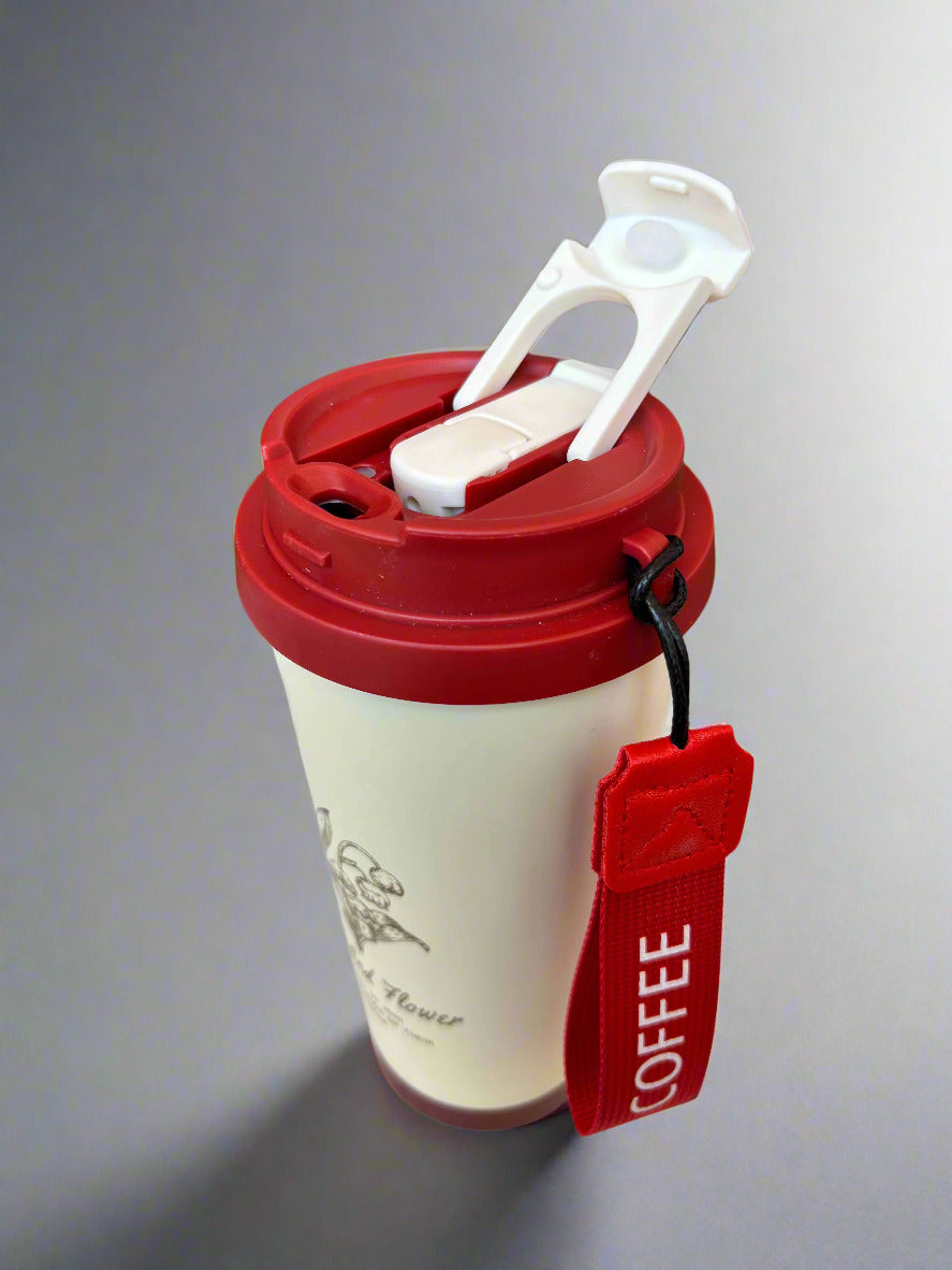 Blooming Delight Tumbler - Insulated Stainless Steel Cream & Red Mug - 600 ML - Project M Shop