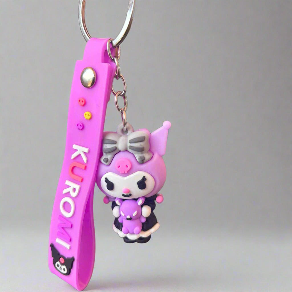 Kuromi Keychain PVC Rubber Bohemian Style with Strap - Project M Shop