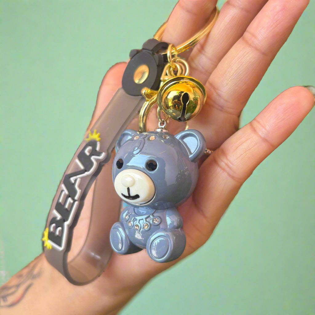 Purple Bear Keychain - High Quality Acrylic Accessory with Strap - Project M Shop