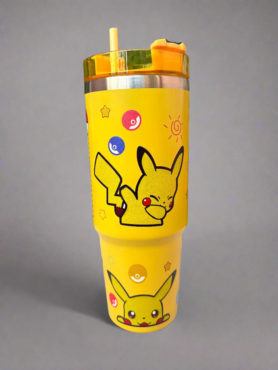 Pikachu Stainless Steel Tumbler - 900 Ml Pokémon Drinkware - Project M Shop