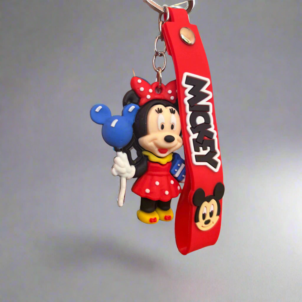 Minnie Mouse Keychain with Balloon PVC Rubber and Strap - Project M Shop