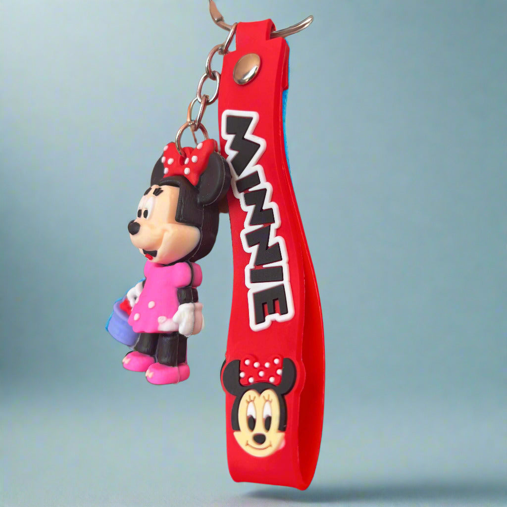 Pink Minnie Mouse Keychain with Strap - PVC Rubber Design - Project M Shop