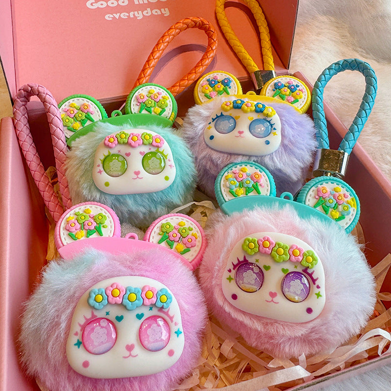 Soft Cute Bear Faux Fur Plush Ball Dolls Pendant & Charm - Random Design/Color - Project M Shop