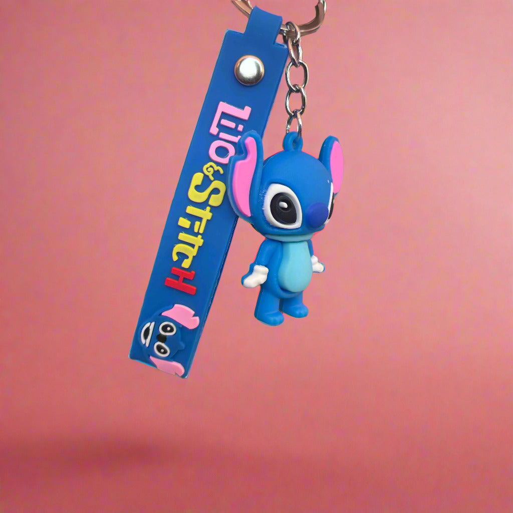 Stitch PVC Rubber Keychain with Strap Design - Project M Shop