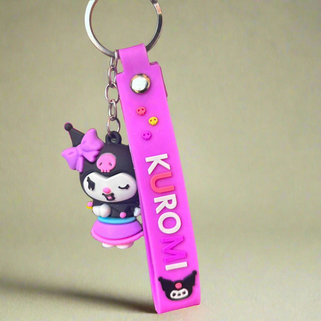 Kuromi Keychain with Hair Barrette PVC Rubber Strap - Project M Shop