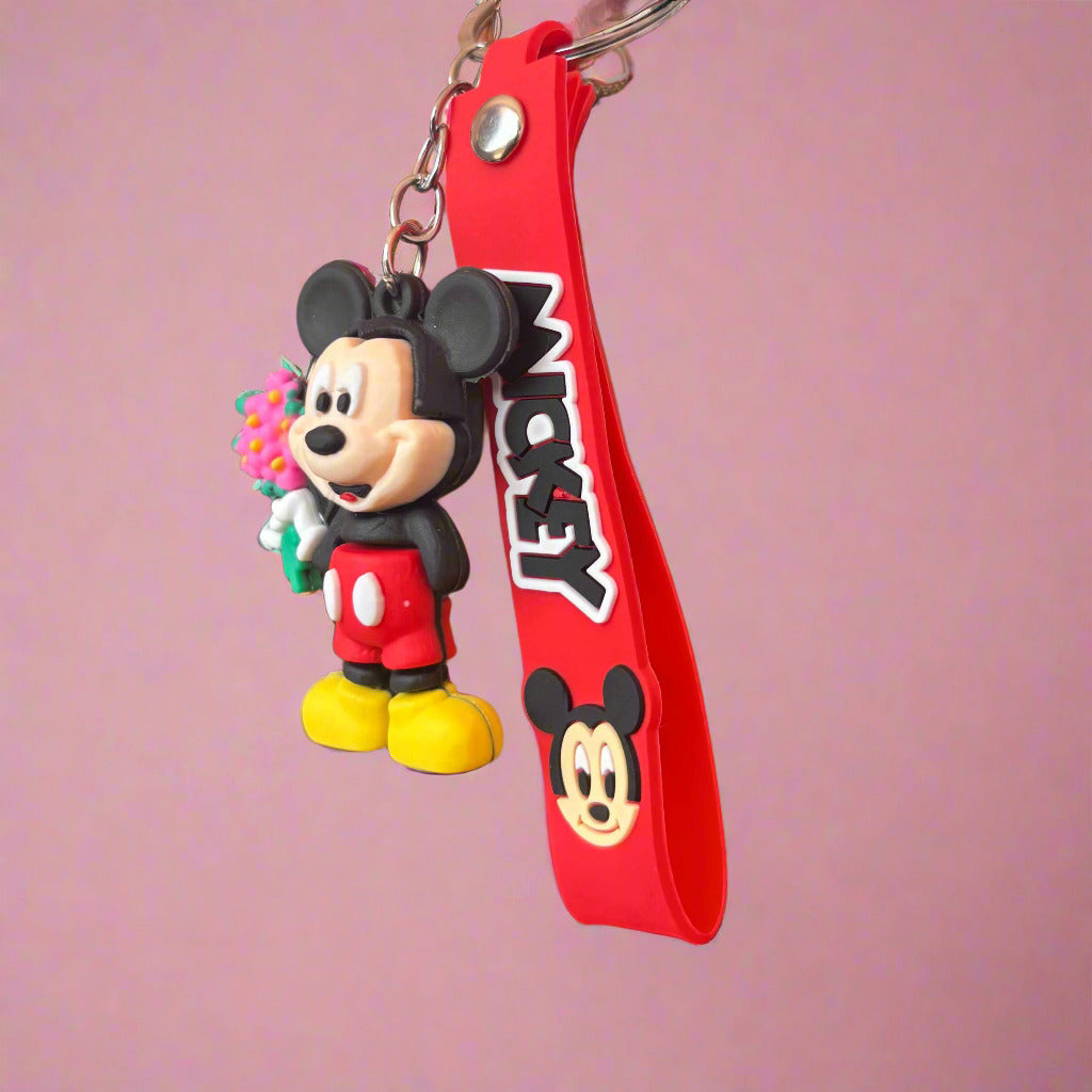 Mickey Mouse PVC Rubber Keychain with Strap in Micky Mouse Style - Project M Shop