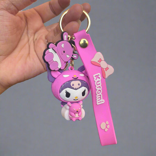 Kuromi 3D Keychain with Strap - High Quality PVC Keychain - Project M Shop