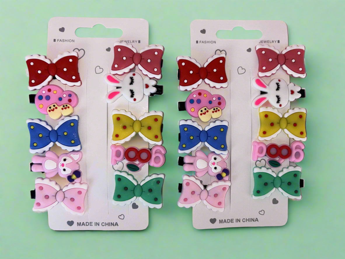Set of 2 Bow Tie Hair Clips for Girls - Stylish Hair Accessories - Project M Shop