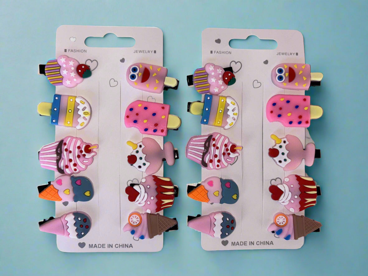 Set of 2 Colorful Ice Cream Hair Clips for Girls - Project M Shop