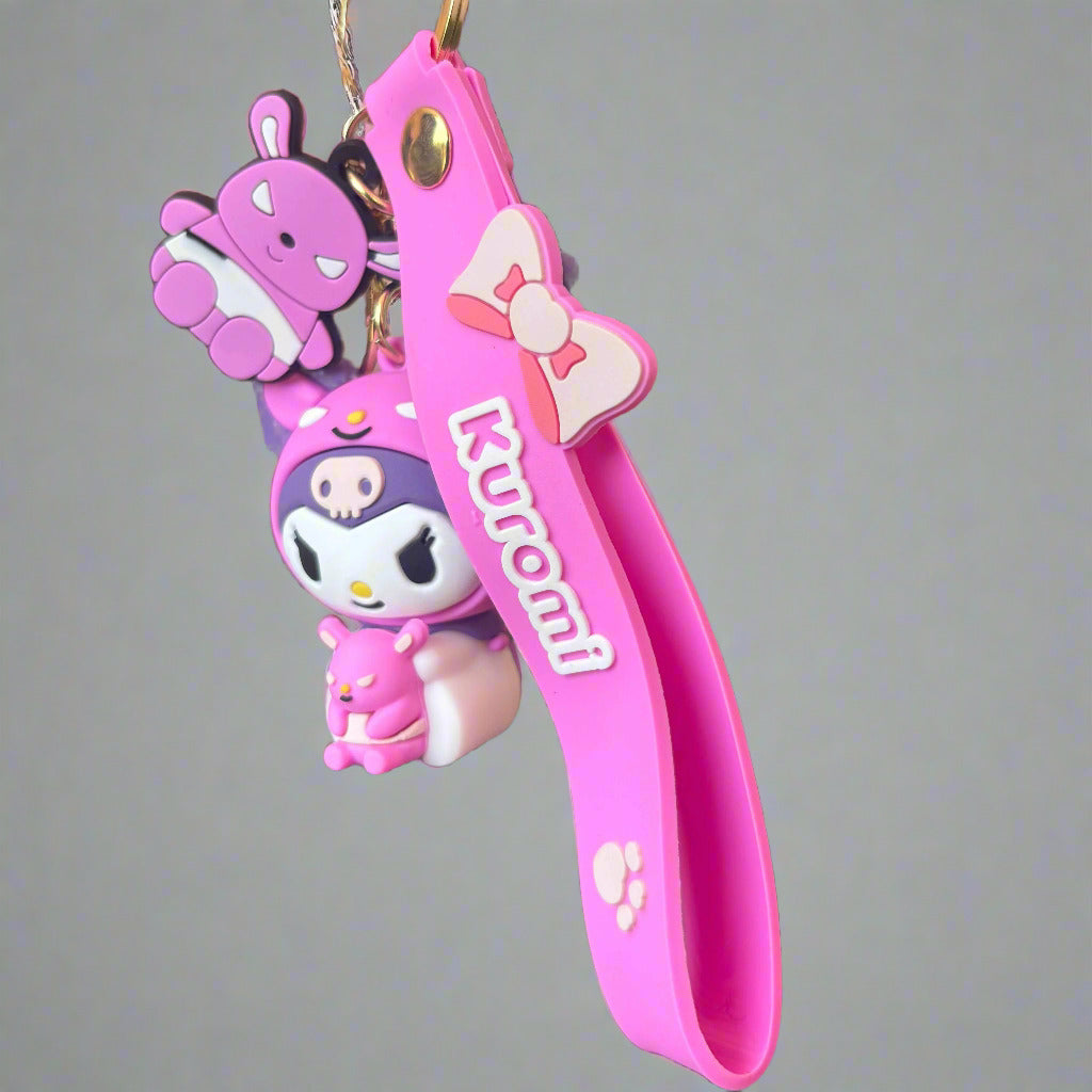 Kuromi 3D Keychain with Strap - High Quality PVC Keychain - Project M Shop