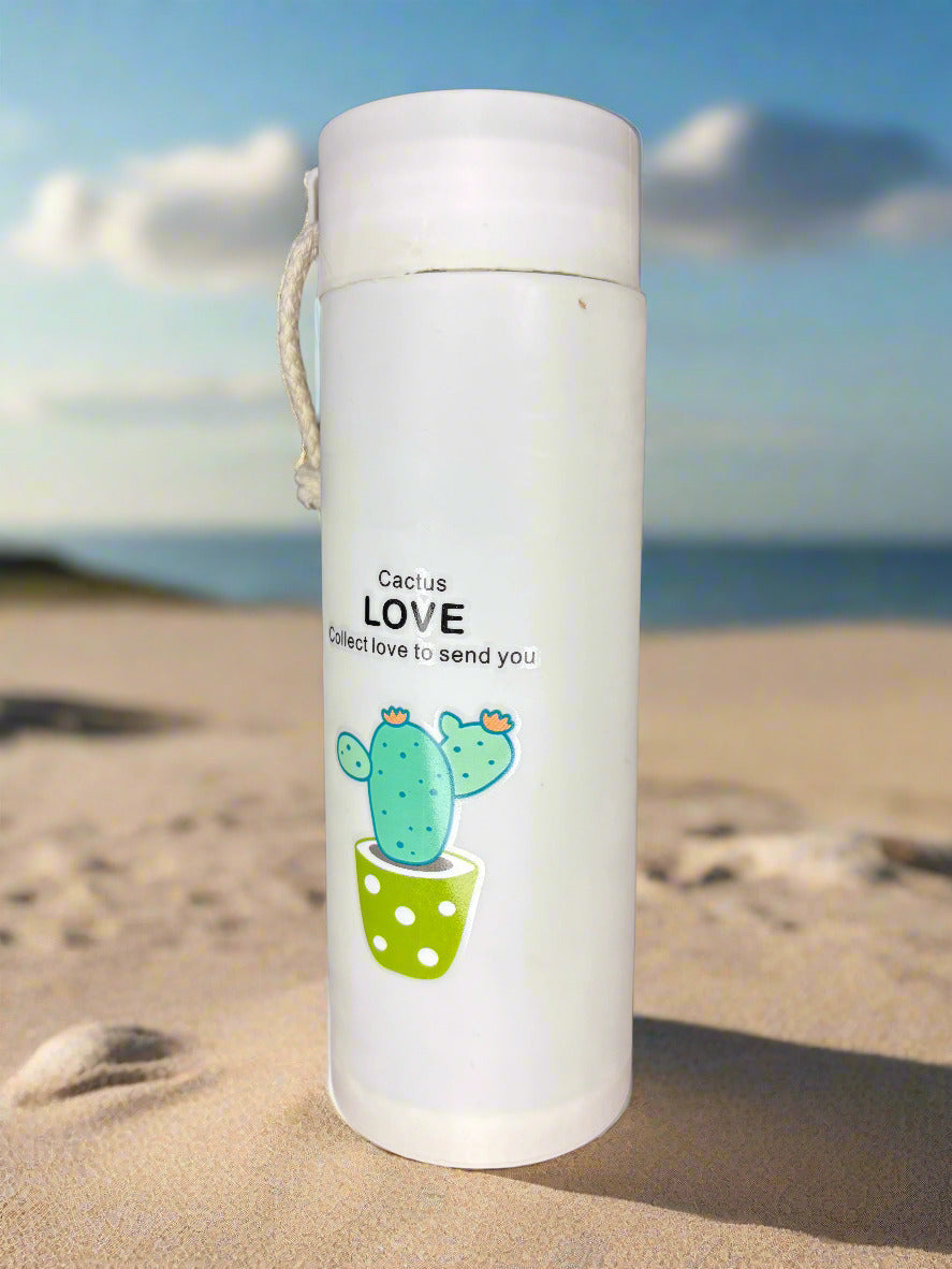 Cactus Printed Glass Water Bottle - 450 Ml - Random Color - Project M Shop