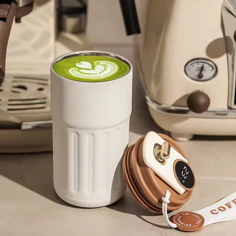 LED Smart Temperature display thermo Tumbler Stainless Steel Travel Coffee Mug With Strap - 450Ml - Random Color - Project M Shop