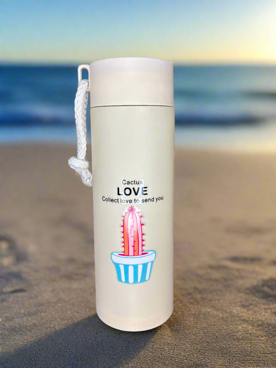 Cactus Printed Glass Water Bottle - 450 Ml - Random Color - Project M Shop