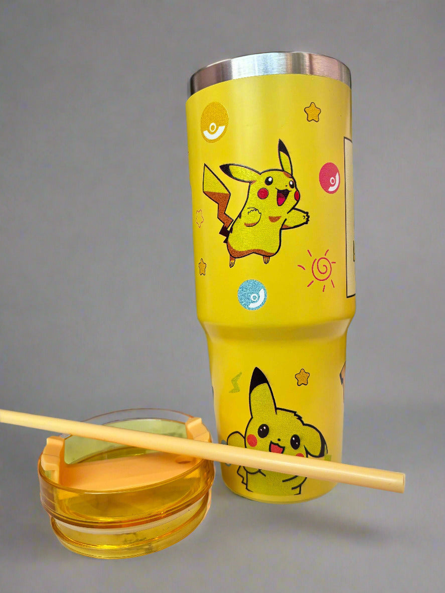 Pikachu Stainless Steel Tumbler - 900 Ml Pokémon Drinkware - Project M Shop