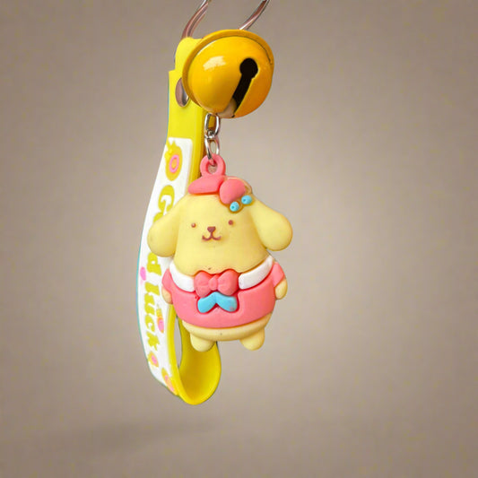 Pompompurin Keychain With Bell and Strap - PVC Rubber Accessory - Project M Shop