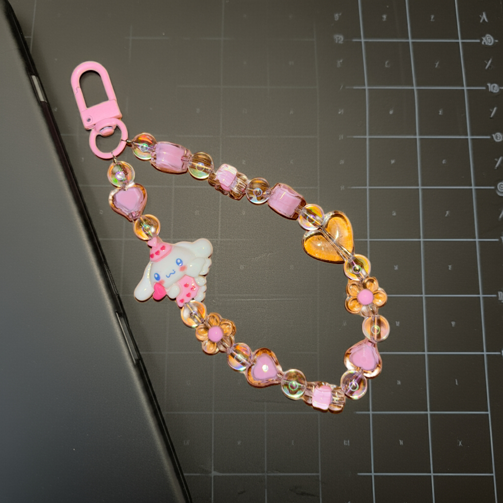 Pink Pochacco beads Phone/bag charm - Project M Shop