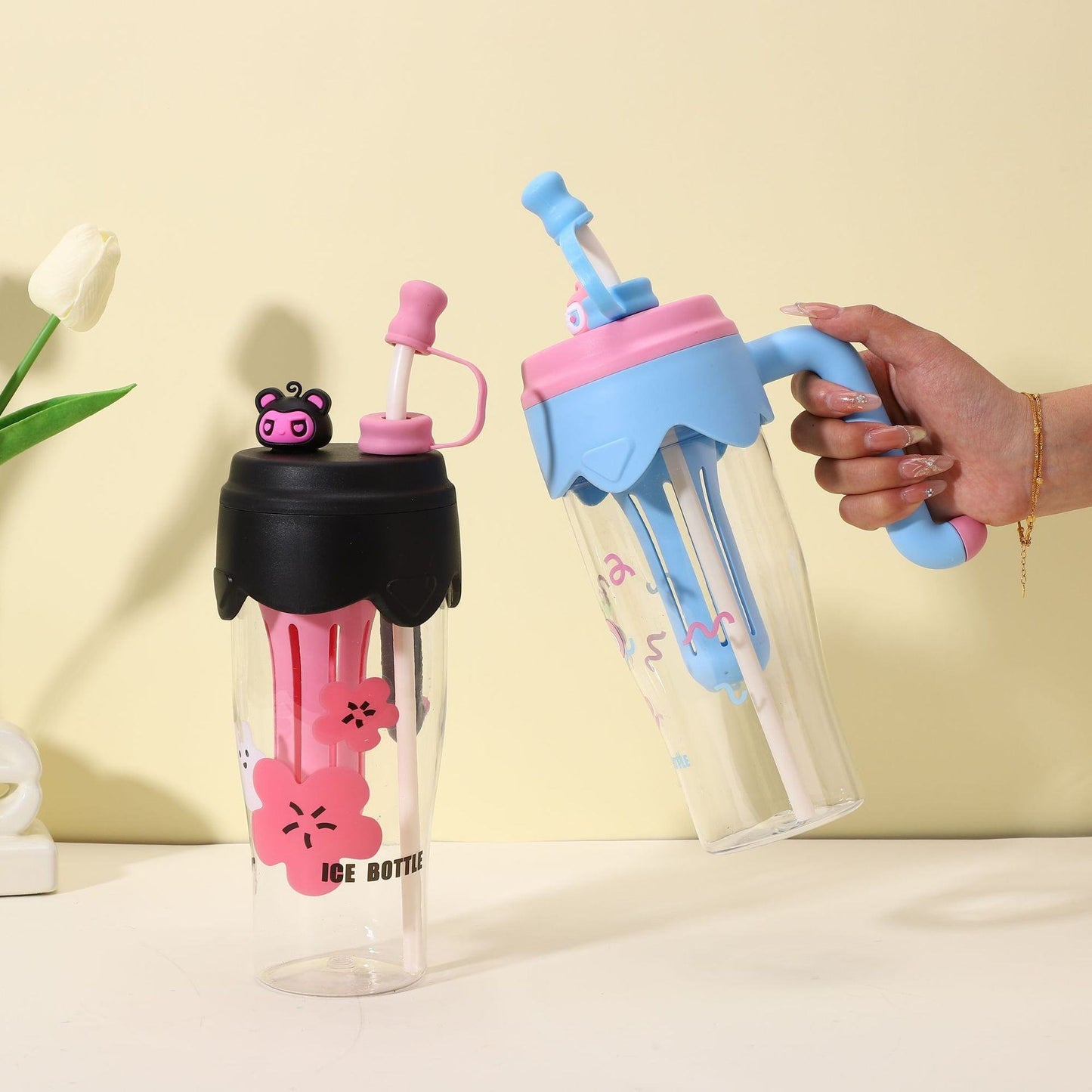 Summer Travel Cartoon Anime Children Cute Water Bottle - 900 ML - Random Color - Project M Shop