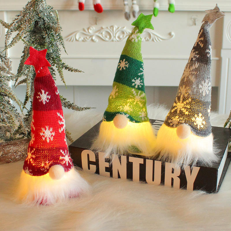 (1 Piece) Handmade Swedish Santa Gnomes with Bendable Hat, Scandinavian Santa Elf Ornaments,Christmas Gnomes Light up - Random Design