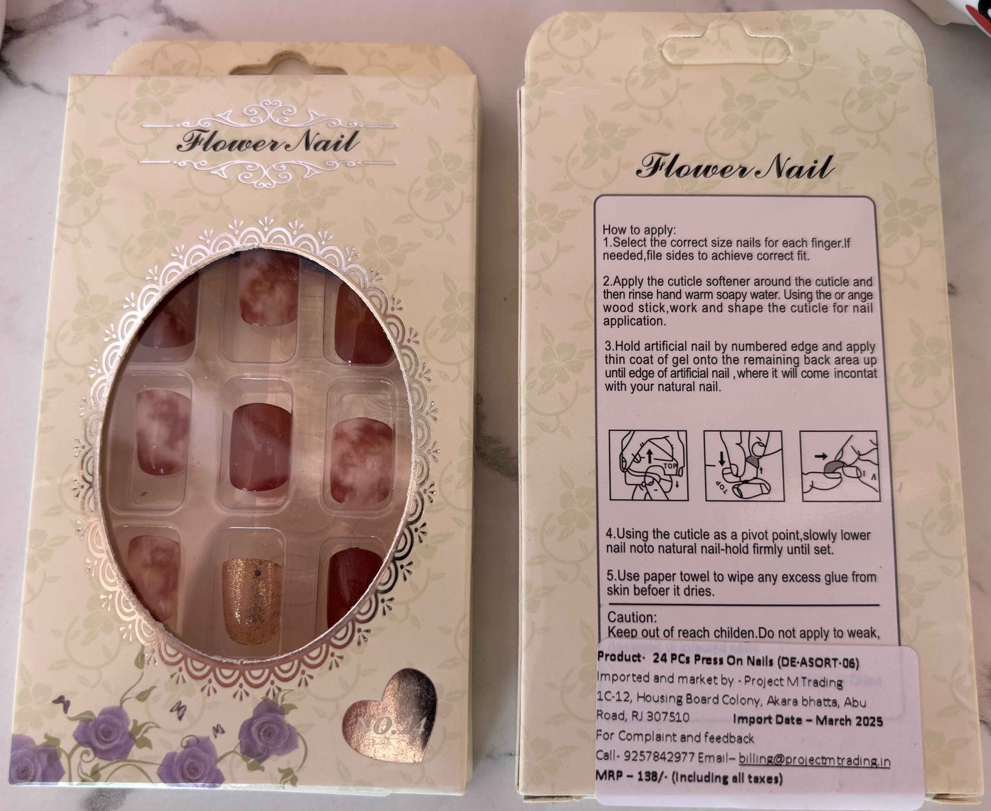 24 PCs Press-on Nails Set - Stylish and Durable Press-on Nails Set - Project M Shop