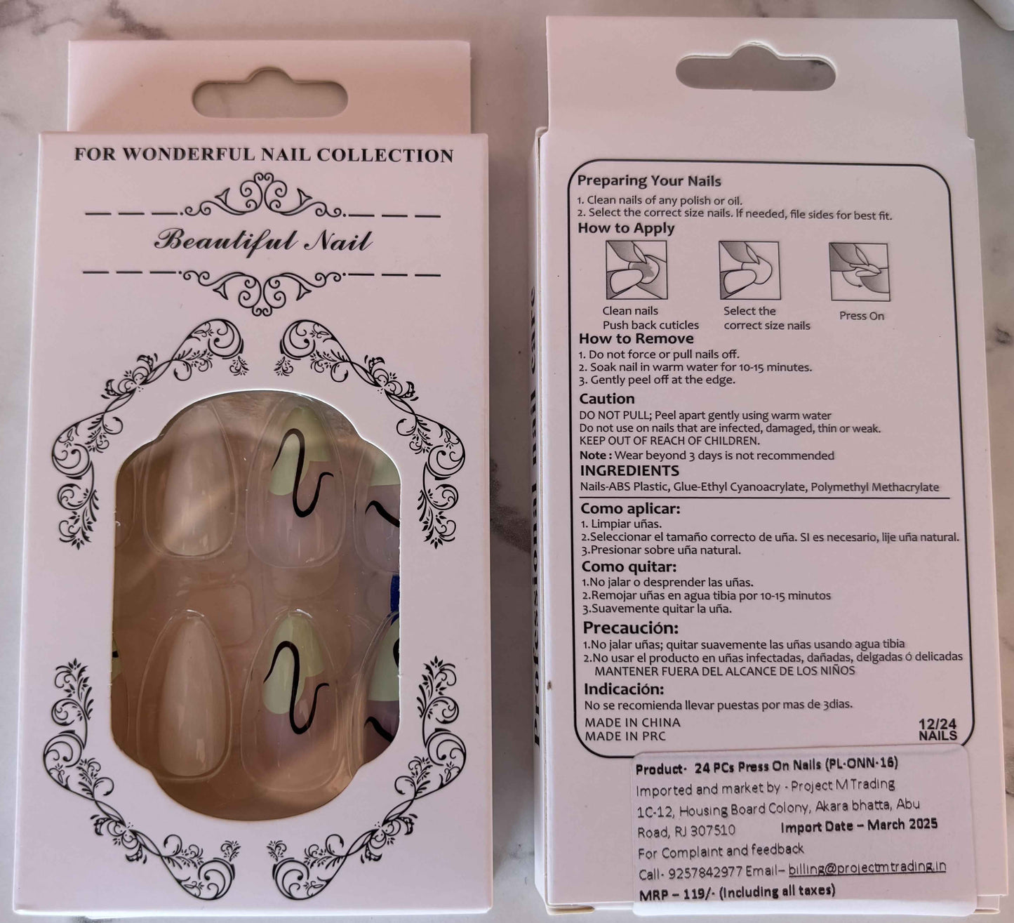 24 PCs Press-on Nails Set - SKU-PL-ONN-16 - Project M Shop