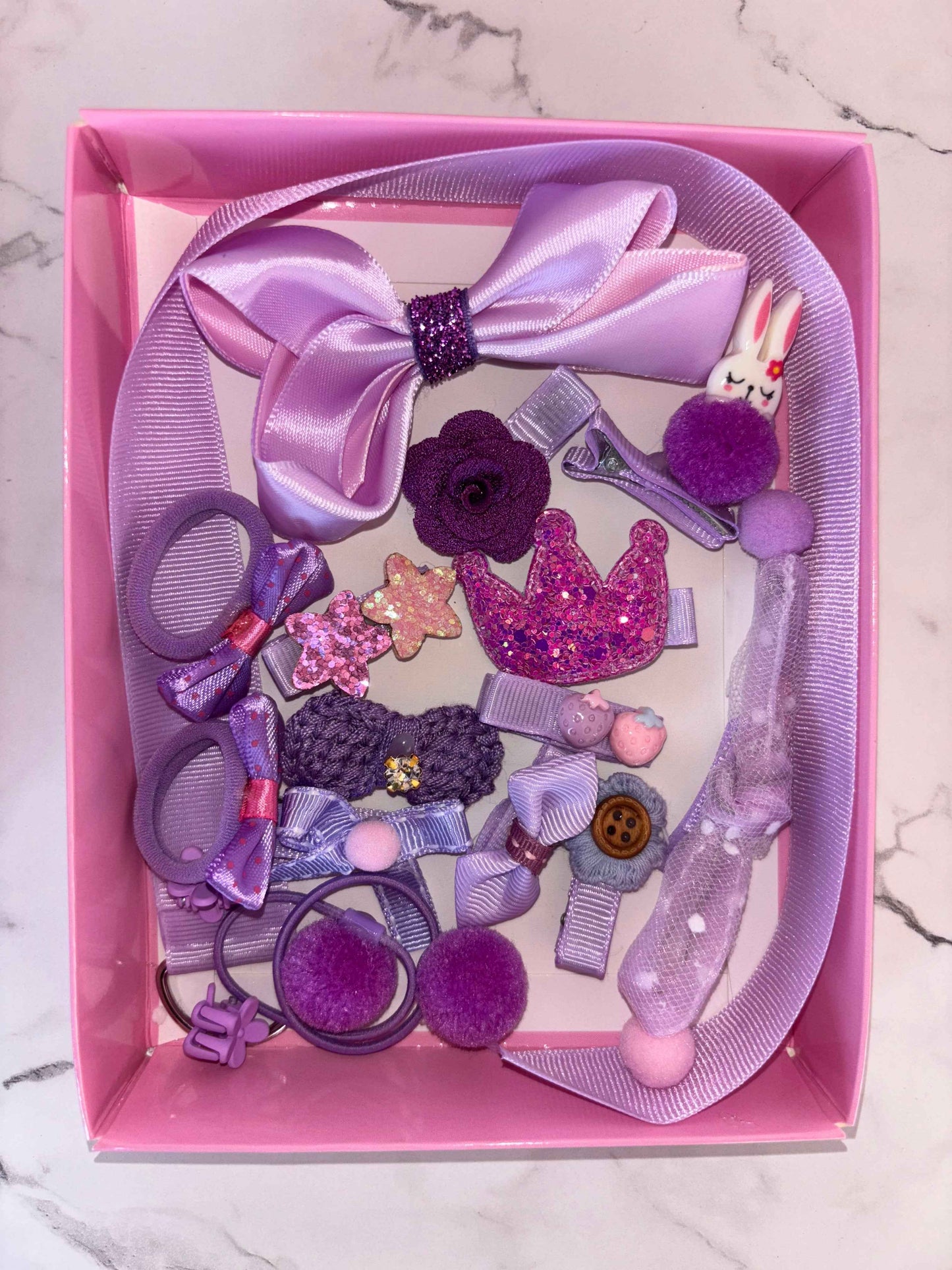 Purple Hair Clip Accessories Set - 18 Pcs Cute Hair Clips - Project M Shop