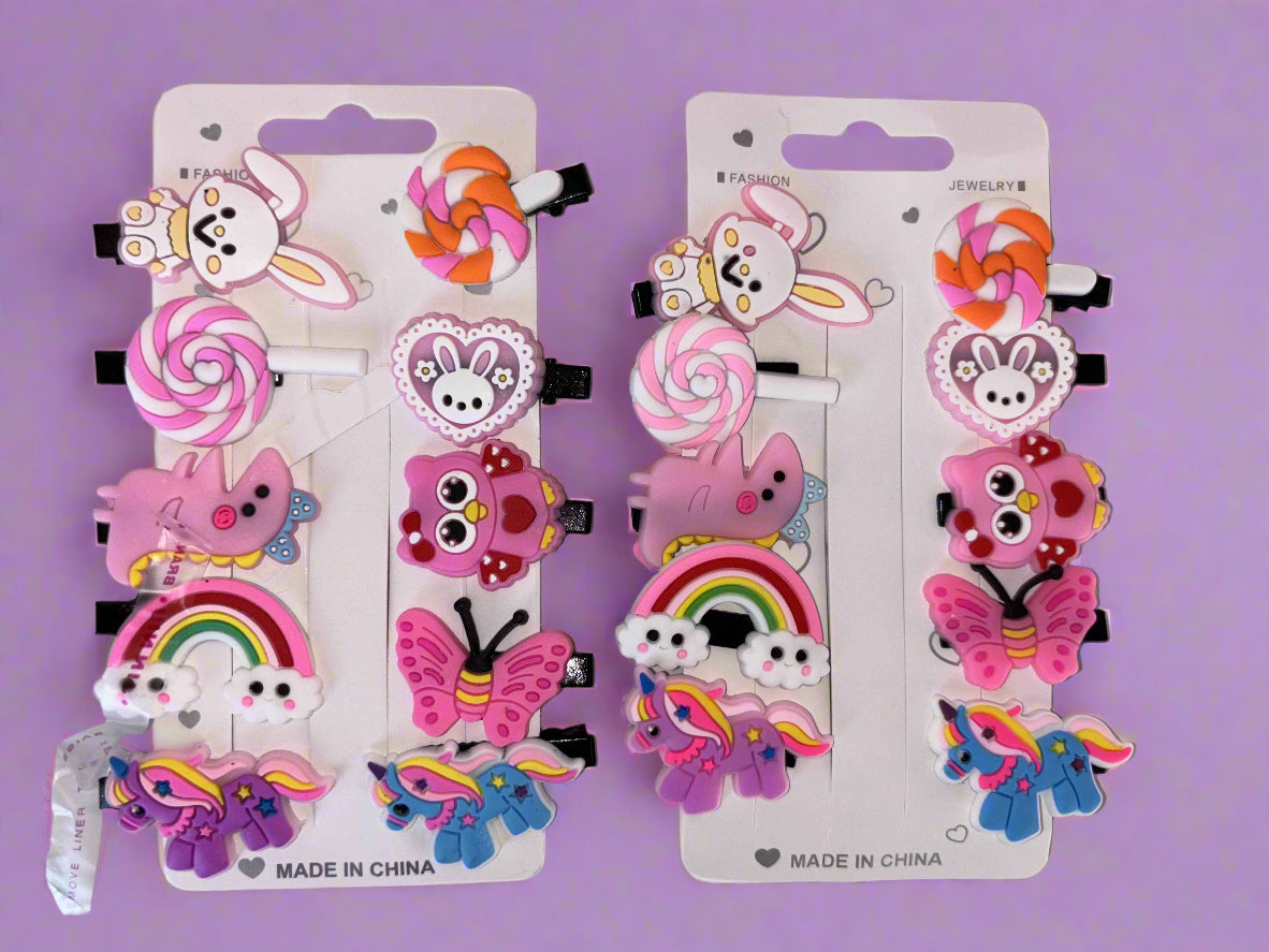 Pony and Rabbit Hair Clip Set - Set of 2 Cute Accessories for Girls - Project M Shop