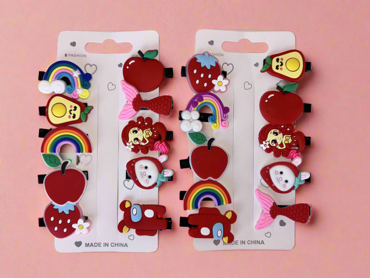 Set of 2 Red Apple Mermaid Hair Clips for Girls - Project M Shop