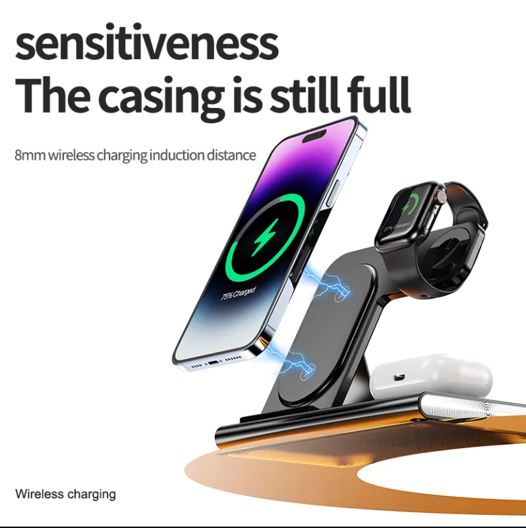 Multifunctional 3 in 1 Wireless Charger Holder Stand Fast Charging Station for Watch Airpods Mobile Phones