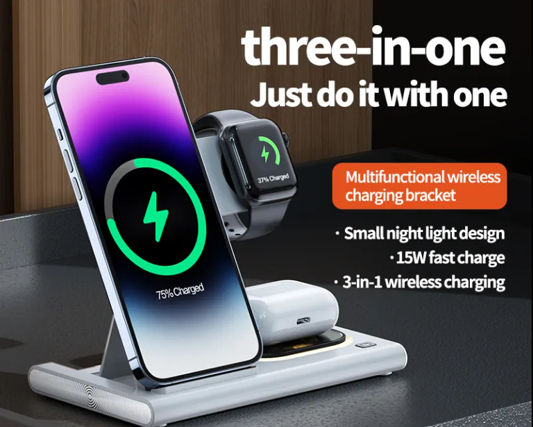 Multifunctional 3 in 1 Wireless Charger for Watch, AirPods, and Mobile Phones - Fast Charging Station - Project M Shop