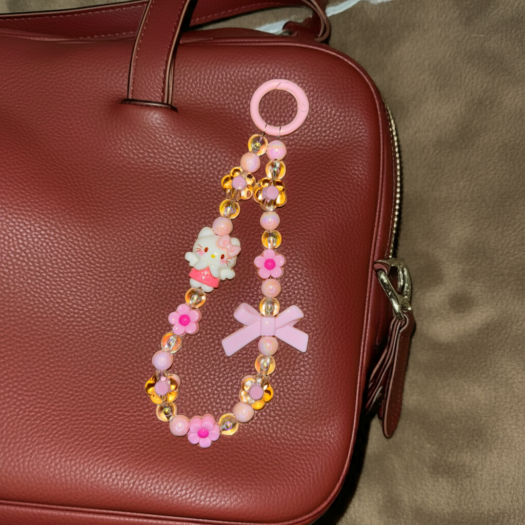 Pink Hello Cat Beads Phone/Bag Charm - Project M Shop