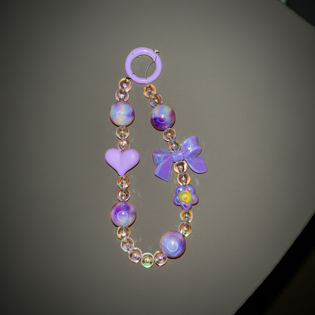 Purple Hair Tie & Heart Phone/bag charm - Project M Shop