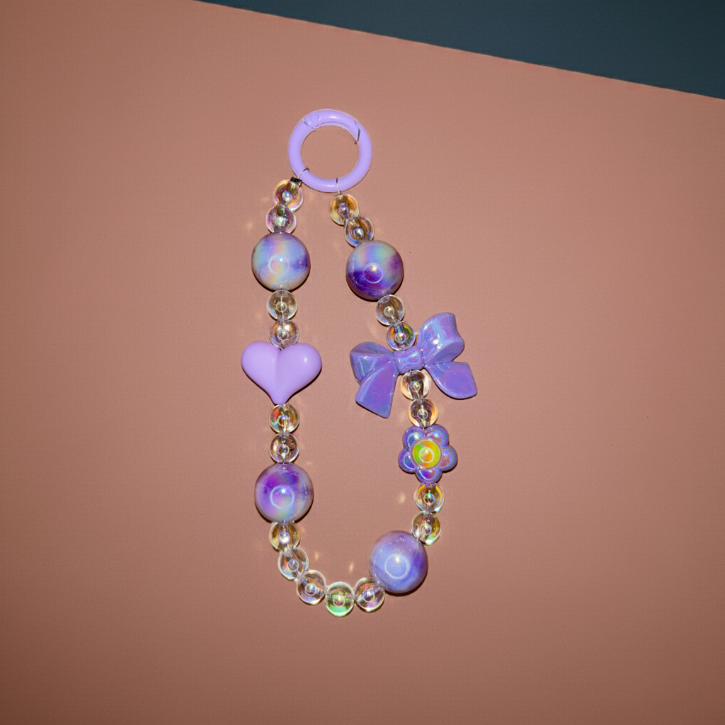 Purple Hair Tie & Heart Phone/bag charm - Project M Shop