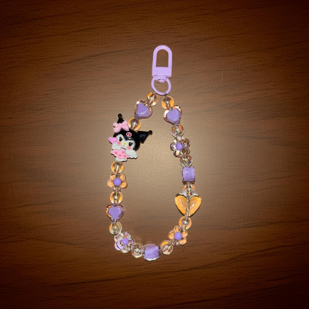 Kuromi & Heart Beads Phone/Bag Charm - Project M Shop
